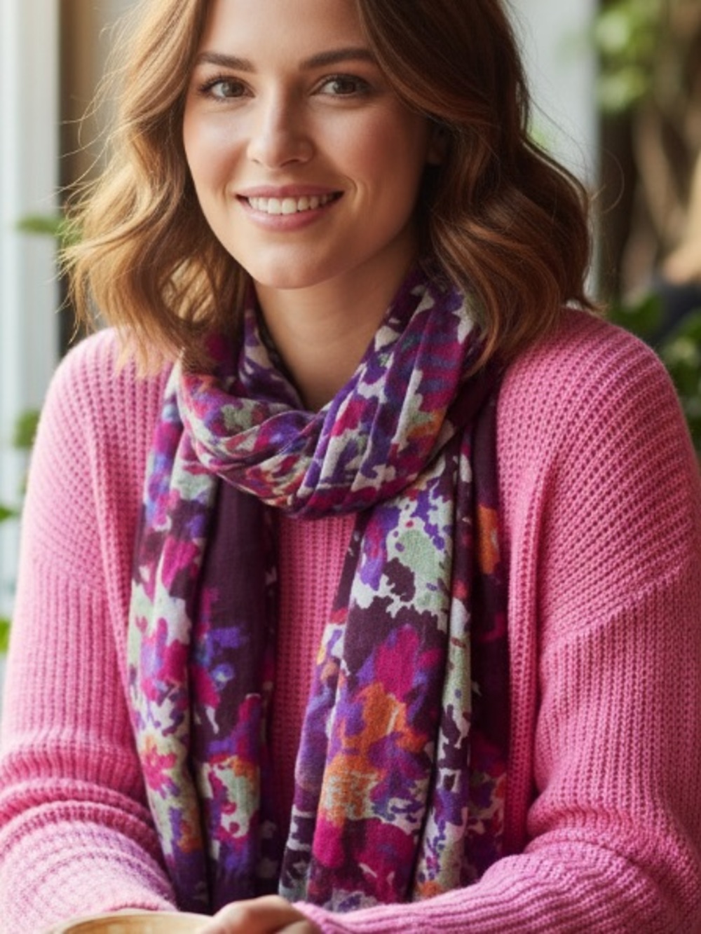3/$25 Talbots Majestic Cottagecore Floral Purple Pink Oblong Scarf